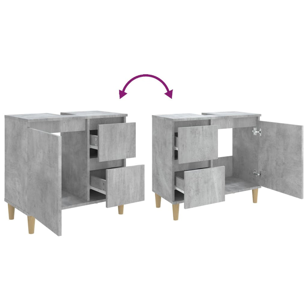 Badkamerkast 65x33x60 cm bewerkt hout betongrijs MeubelReus