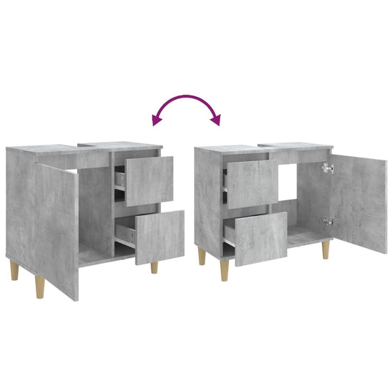 Badkamerkast 65x33x60 cm bewerkt hout betongrijs MeubelReus