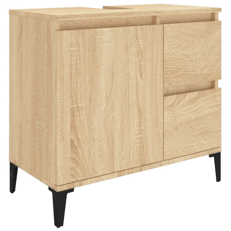 Badkamerkast 65x33x60 cm bewerkt hout sonoma eikenkleurig