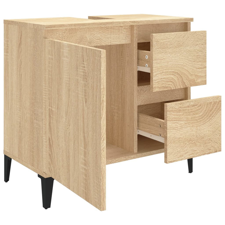 Badkamerkast 65x33x60 cm bewerkt hout sonoma eikenkleurig
