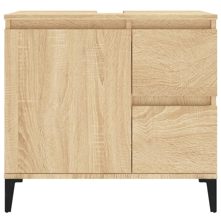 Badkamerkast 65x33x60 cm bewerkt hout sonoma eikenkleurig