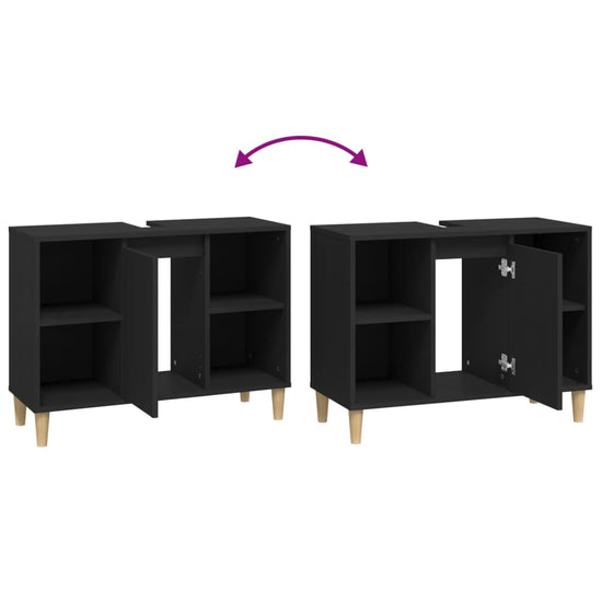 Wastafelkast 80x33x60 cm bewerkt hout zwart MeubelReus