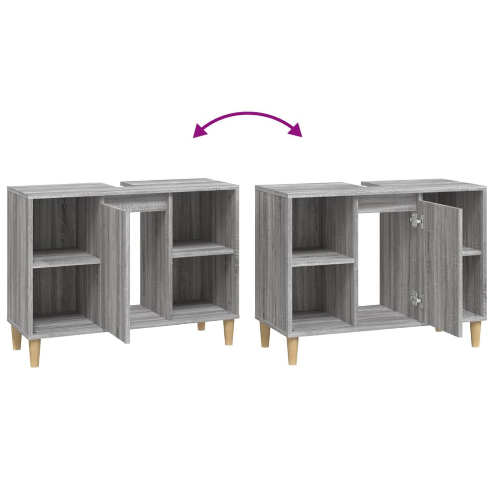 Wastafelkast 80x33x60 cm bewerkt hout grijs sonoma eikenkleurig MeubelReus