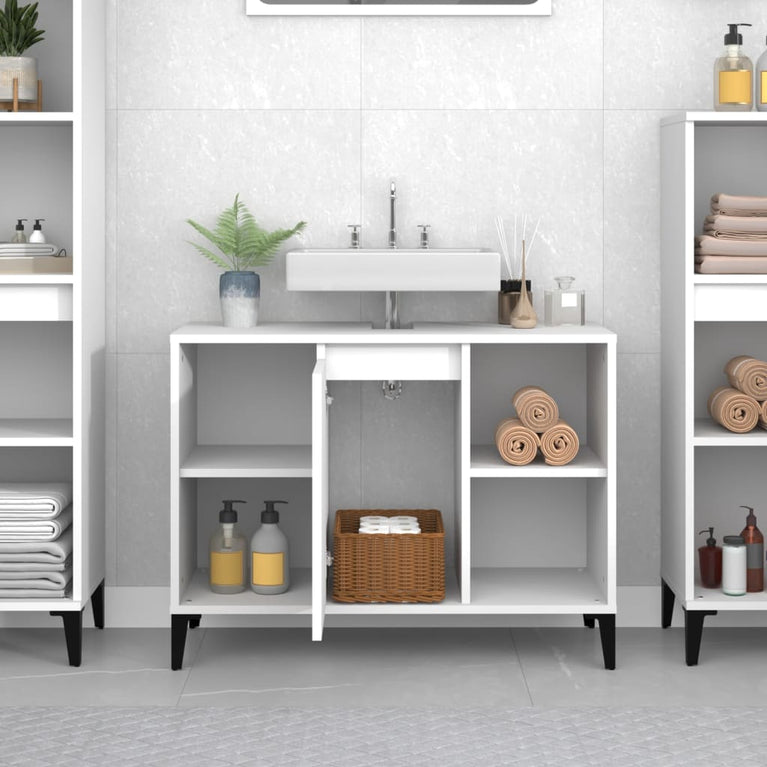 Wastafelkast 80x33x60 cm bewerkt hout wit MeubelReus