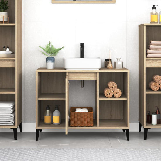 Wastafelkast 80x33x60 cm bewerkt hout sonoma eikenkleurig MeubelReus