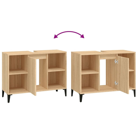 Wastafelkast 80x33x60 cm bewerkt hout sonoma eikenkleurig MeubelReus