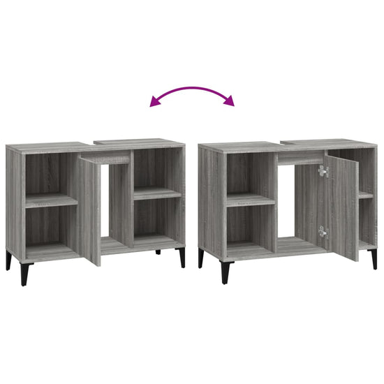 Wastafelkast 80x33x60 cm bewerkt hout grijs sonoma eikenkleurig MeubelReus