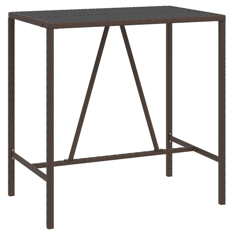 Bartafel met glazen blad 110x70x110 cm poly rattan bruin MeubelReus