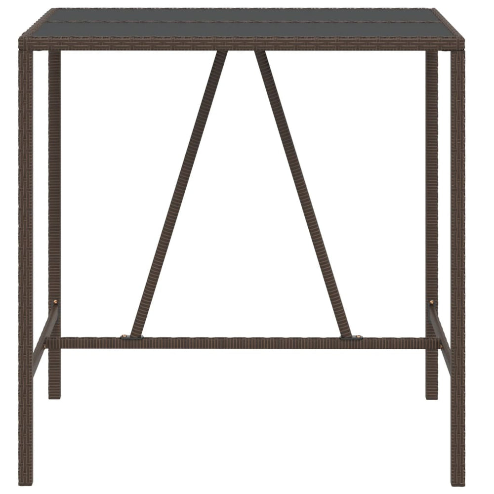 Bartafel met glazen blad 110x70x110 cm poly rattan bruin MeubelReus