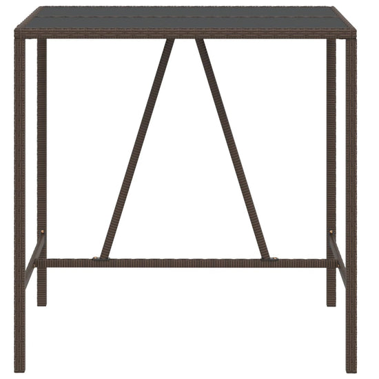 Bartafel met glazen blad 110x70x110 cm poly rattan bruin MeubelReus