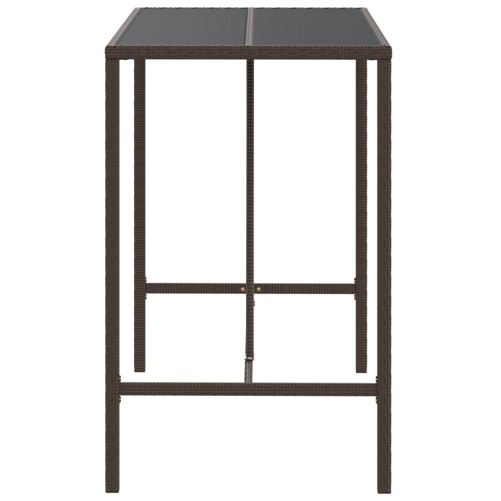 Bartafel met glazen blad 110x70x110 cm poly rattan bruin MeubelReus