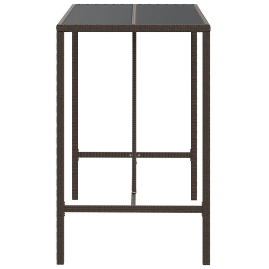 Bartafel met glazen blad 110x70x110 cm poly rattan bruin MeubelReus