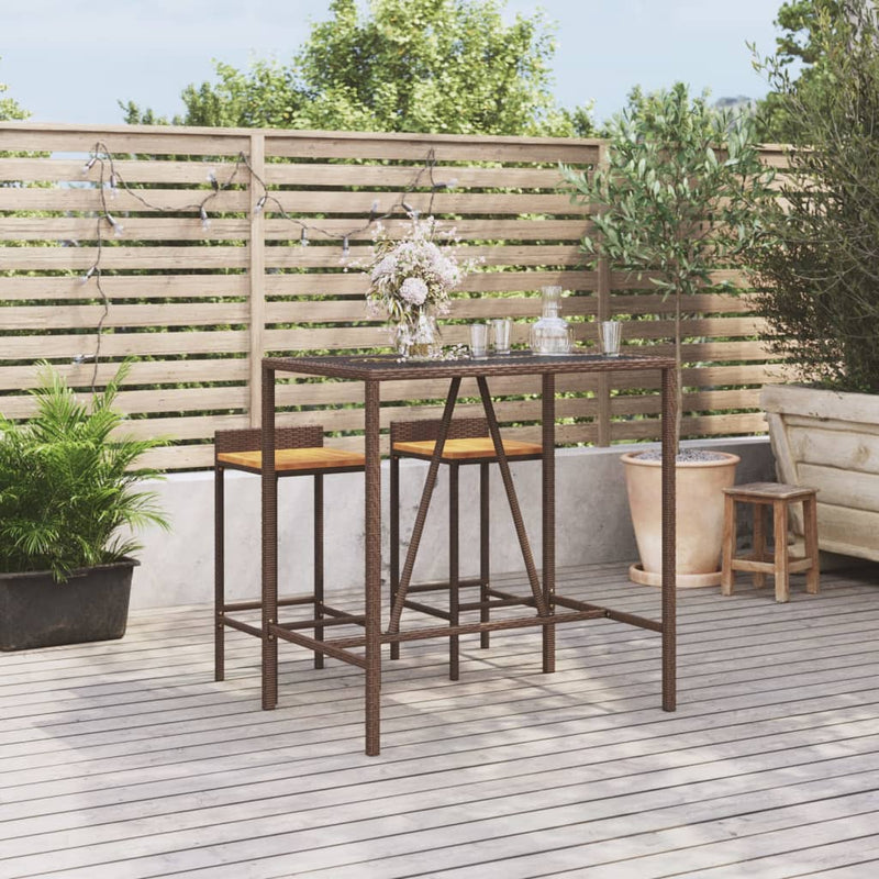 Bartafel met glazen blad 110x70x110 cm poly rattan bruin MeubelReus