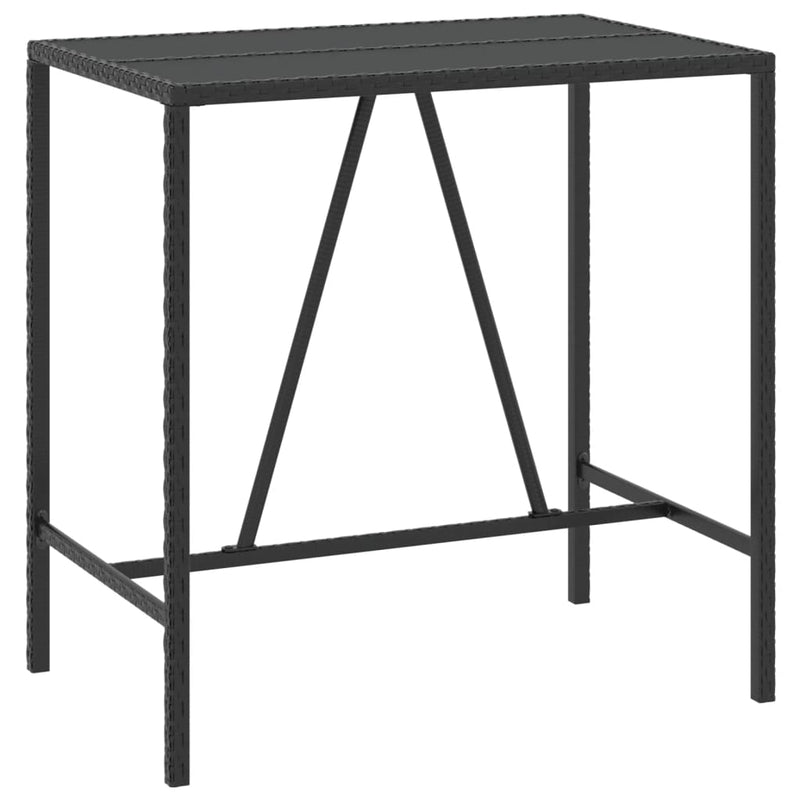 Bartafel met glazen blad 110x70x110 cm poly rattan zwart MeubelReus