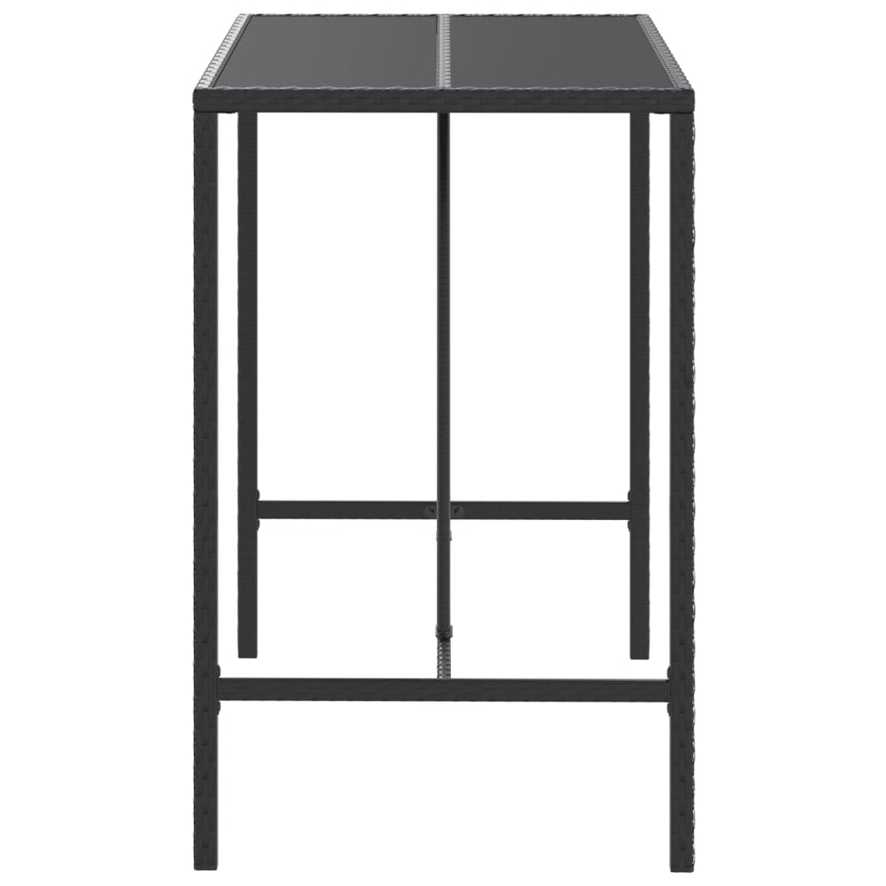 Bartafel met glazen blad 110x70x110 cm poly rattan zwart MeubelReus
