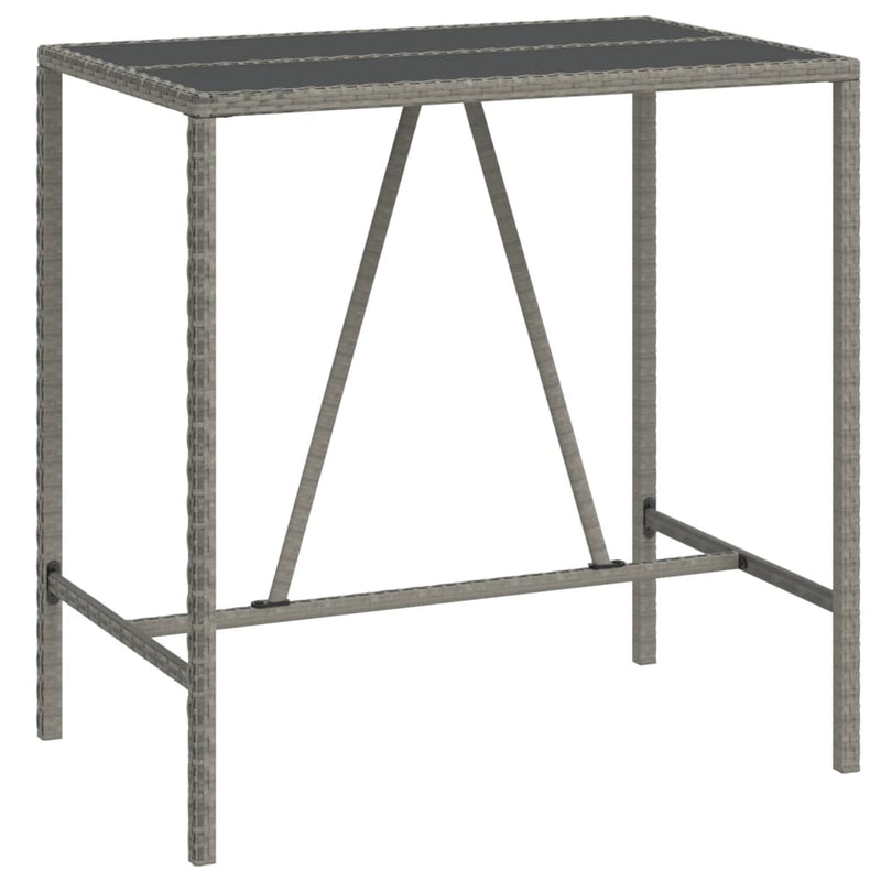Bartafel met glazen blad 110x70x110 cm poly rattan grijs MeubelReus