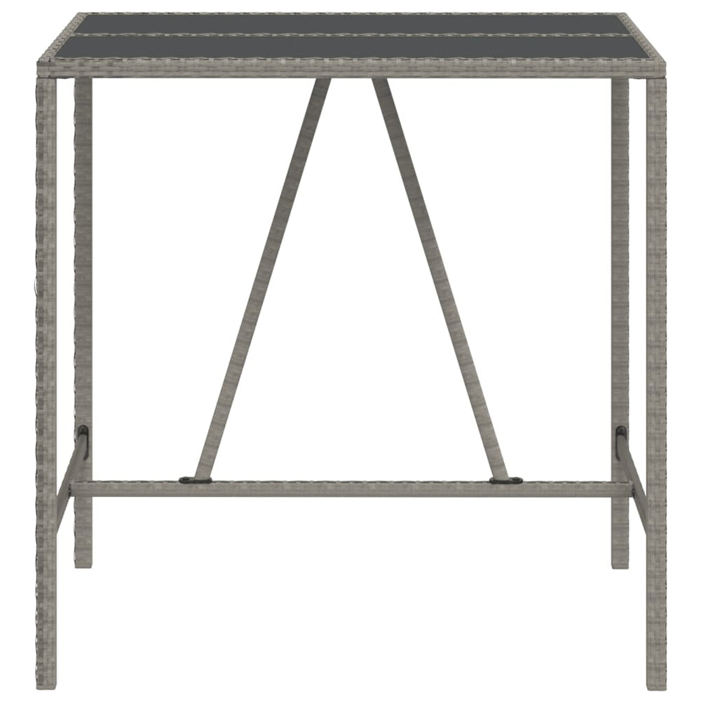 Bartafel met glazen blad 110x70x110 cm poly rattan grijs MeubelReus