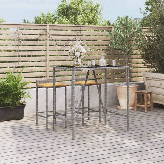 Bartafel met glazen blad 110x70x110 cm poly rattan grijs MeubelReus