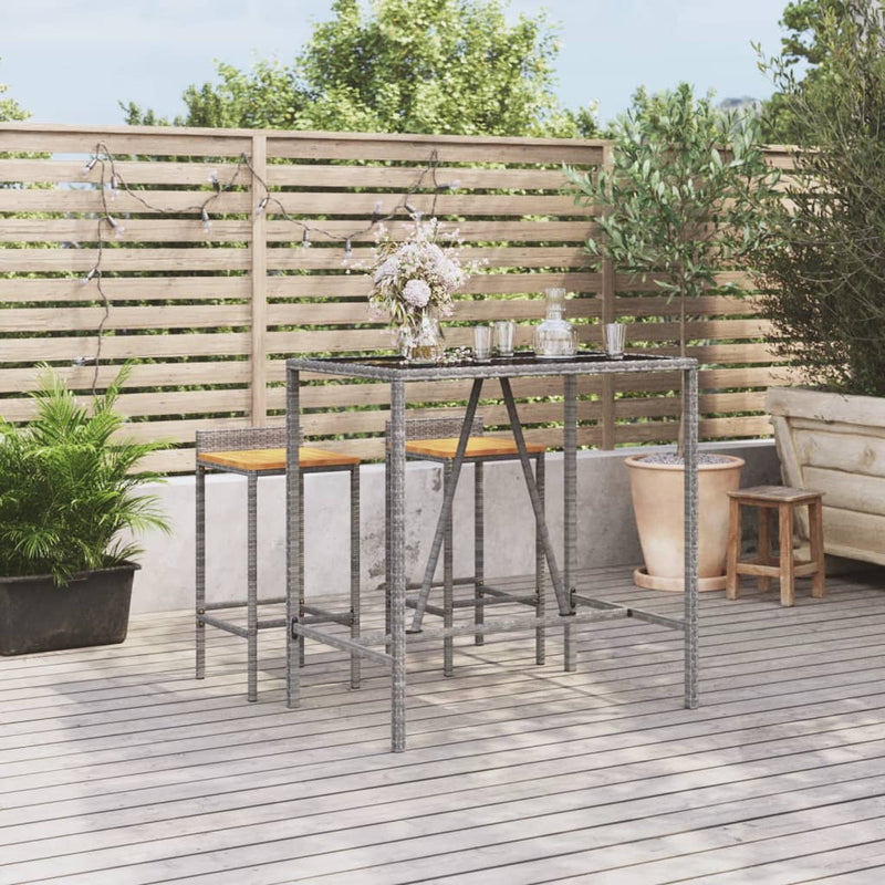 Bartafel met glazen blad 110x70x110 cm poly rattan grijs MeubelReus