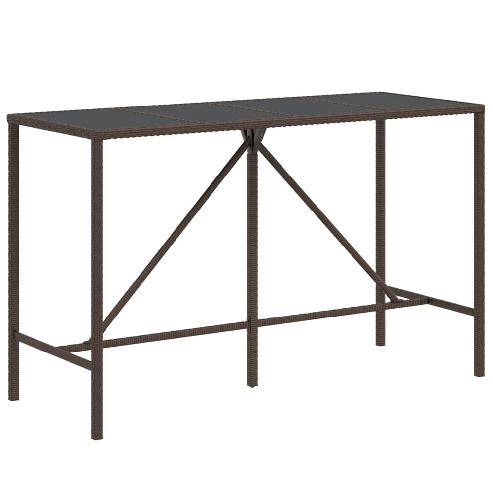Bartafel met glazen blad 180x70x110 cm poly rattan bruin MeubelReus