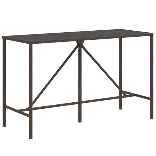 Bartafel met glazen blad 180x70x110 cm poly rattan bruin MeubelReus