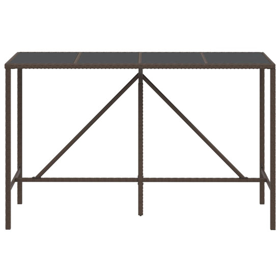 Bartafel met glazen blad 180x70x110 cm poly rattan bruin MeubelReus