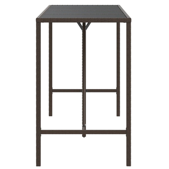 Bartafel met glazen blad 180x70x110 cm poly rattan bruin MeubelReus