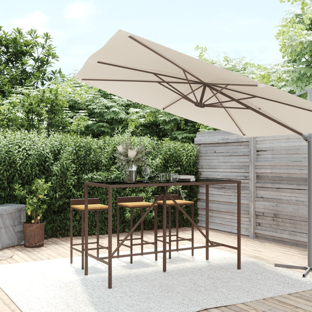 Bartafel met glazen blad 180x70x110 cm poly rattan bruin MeubelReus