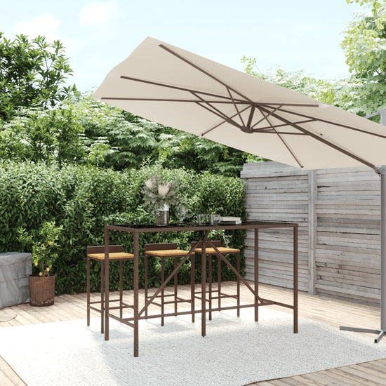 Bartafel met glazen blad 180x70x110 cm poly rattan bruin MeubelReus