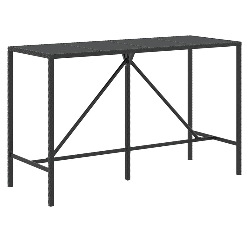 Bartafel met glazen blad 180x70x110 cm poly rattan zwart MeubelReus