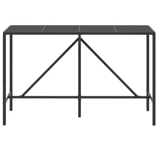 Bartafel met glazen blad 180x70x110 cm poly rattan zwart MeubelReus