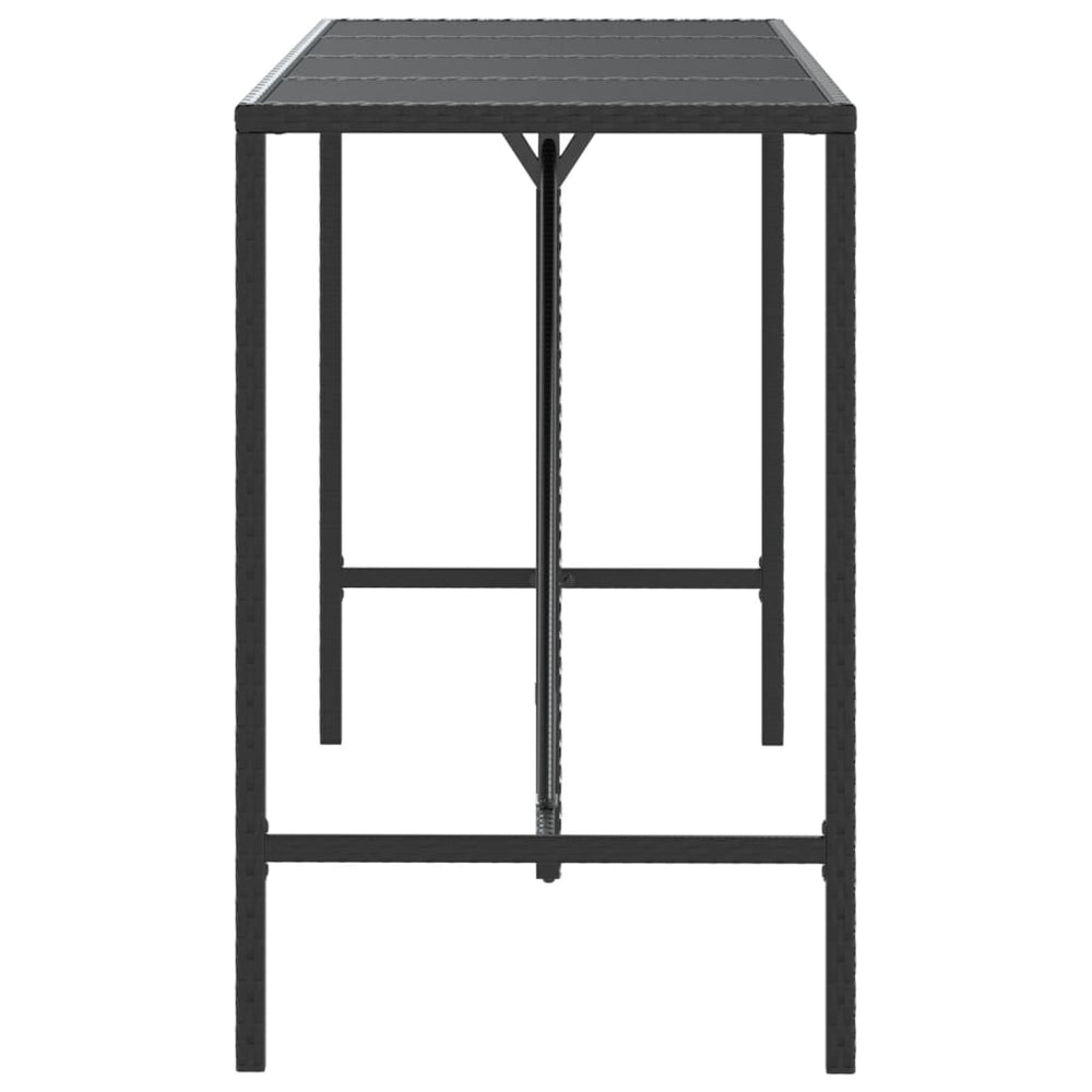 Bartafel met glazen blad 180x70x110 cm poly rattan zwart MeubelReus