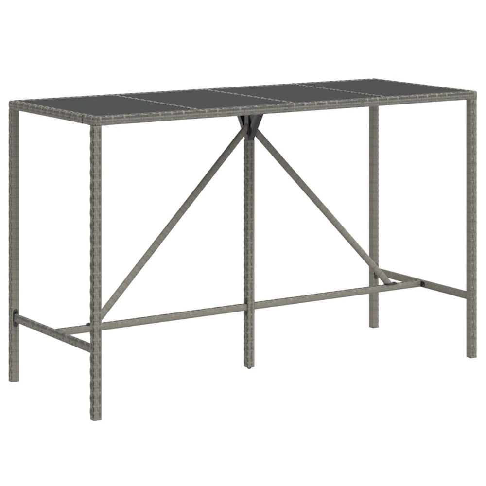 Bartafel met glazen blad 180x70x110 cm poly rattan grijs MeubelReus