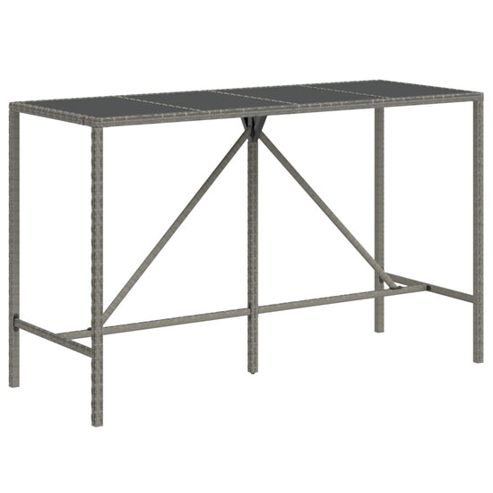 Bartafel met glazen blad 180x70x110 cm poly rattan grijs MeubelReus