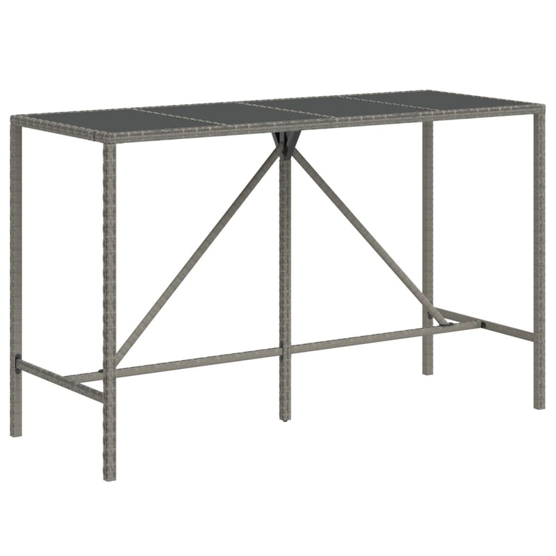 Bartafel met glazen blad 180x70x110 cm poly rattan grijs MeubelReus