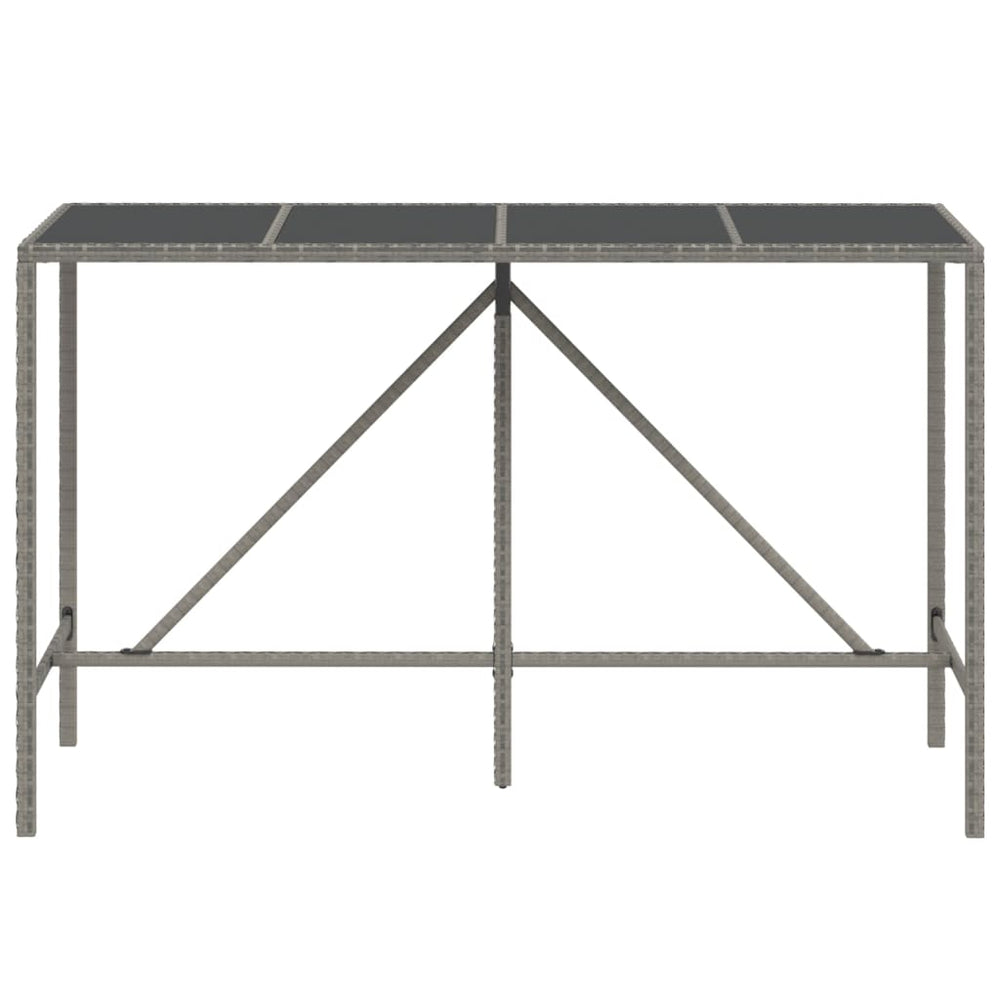 Bartafel met glazen blad 180x70x110 cm poly rattan grijs MeubelReus