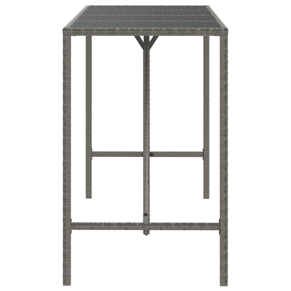 Bartafel met glazen blad 180x70x110 cm poly rattan grijs MeubelReus