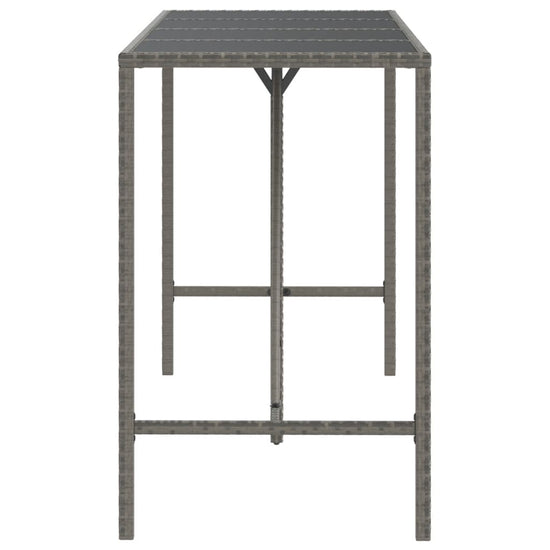 Bartafel met glazen blad 180x70x110 cm poly rattan grijs MeubelReus