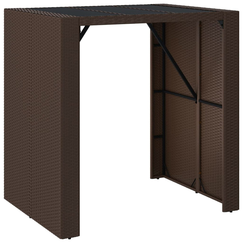 Bartafel met glazen blad 105x80x110 cm poly rattan bruin MeubelReus