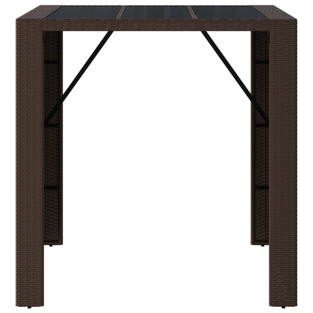 Bartafel met glazen blad 105x80x110 cm poly rattan bruin MeubelReus