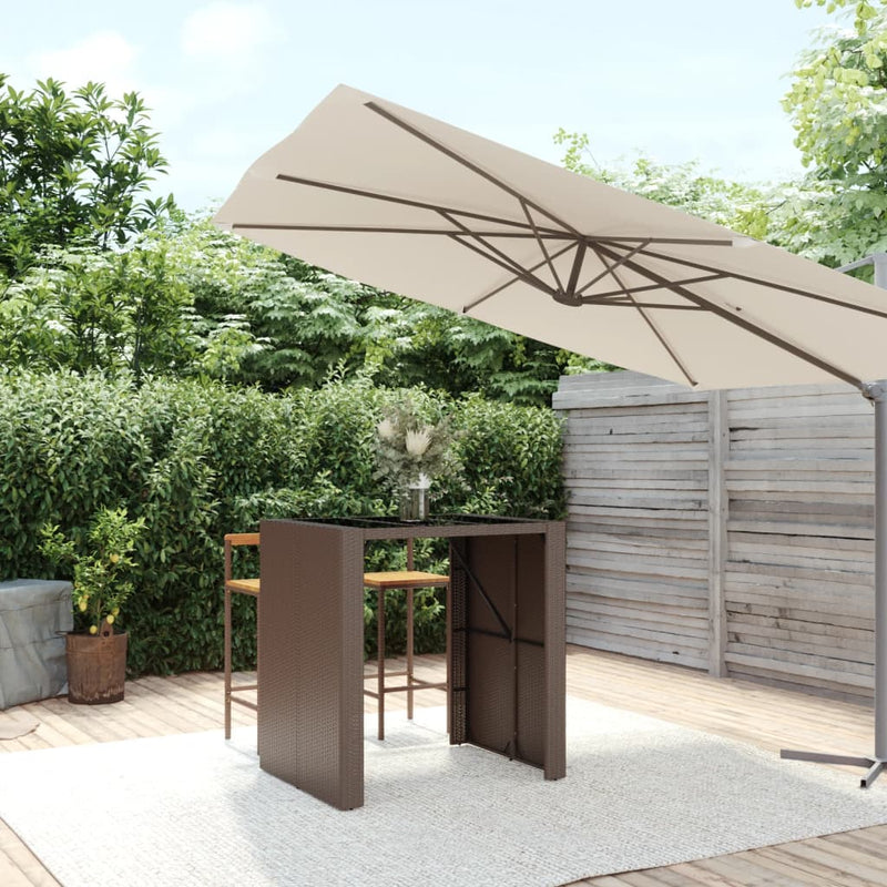 Bartafel met glazen blad 105x80x110 cm poly rattan bruin MeubelReus