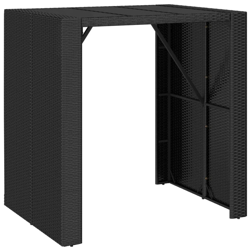 Bartafel met glazen blad 105x80x110 cm poly rattan zwart MeubelReus