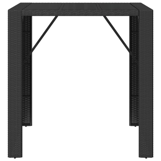 Bartafel met glazen blad 105x80x110 cm poly rattan zwart MeubelReus