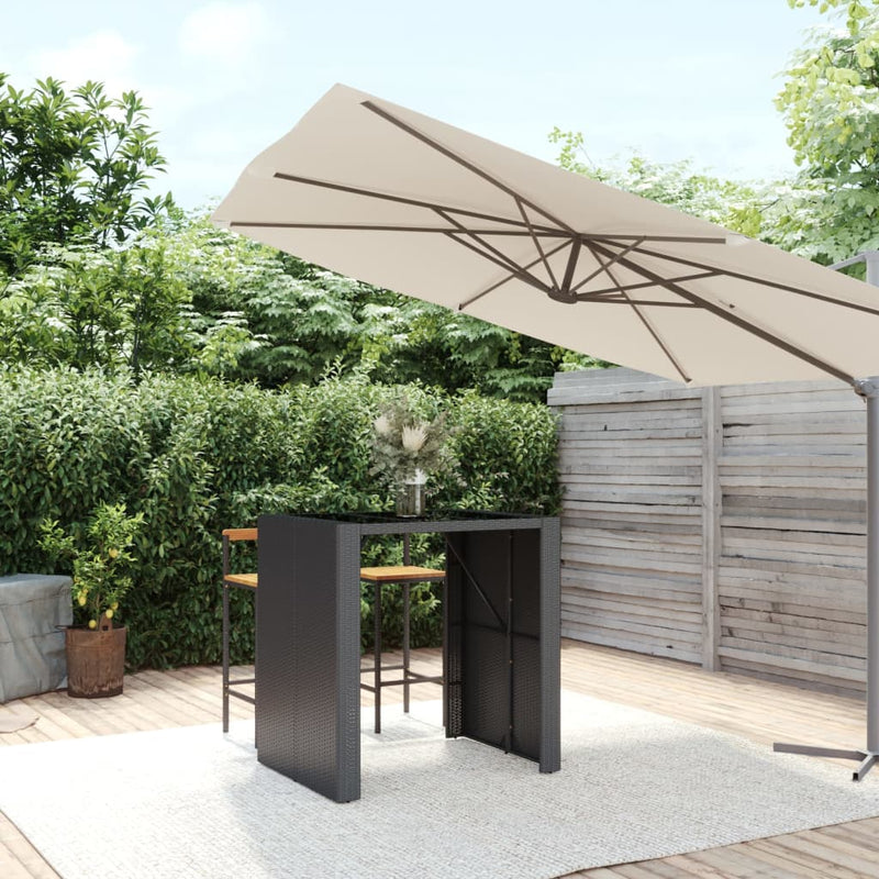 Bartafel met glazen blad 105x80x110 cm poly rattan zwart MeubelReus