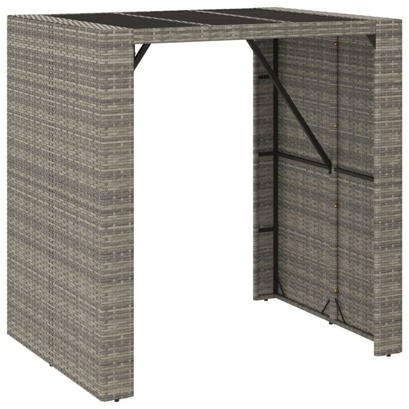 Bartafel met glazen blad 105x80x110 cm poly rattan grijs MeubelReus