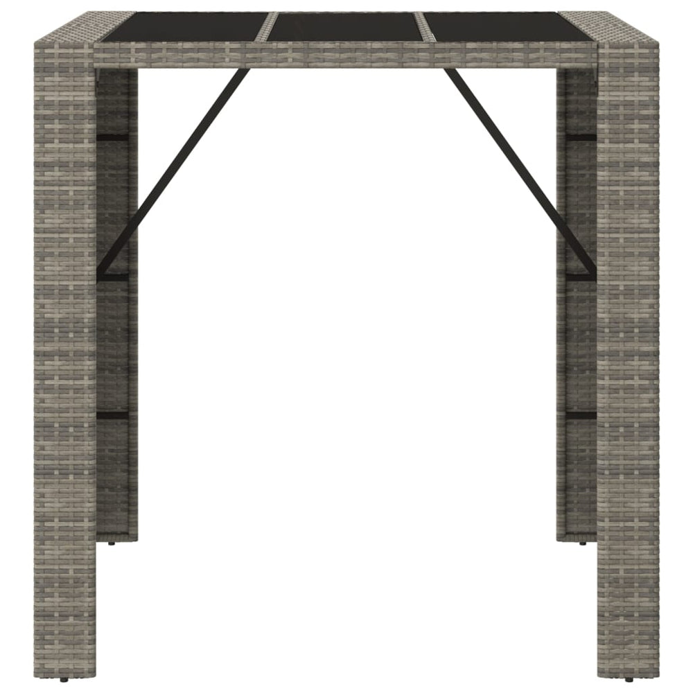 Bartafel met glazen blad 105x80x110 cm poly rattan grijs MeubelReus