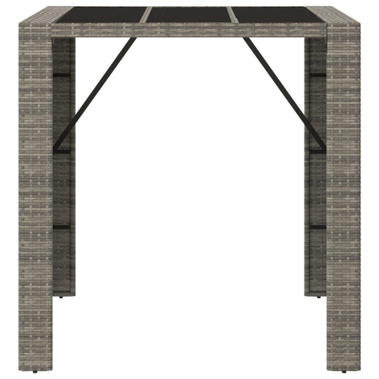 Bartafel met glazen blad 105x80x110 cm poly rattan grijs MeubelReus