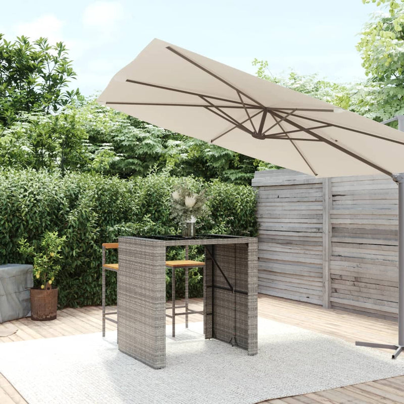 Bartafel met glazen blad 105x80x110 cm poly rattan grijs MeubelReus