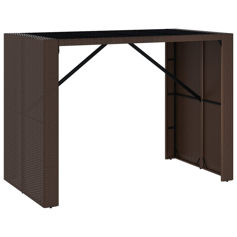 Bartafel met glazen blad 145x80x110 cm poly rattan bruin MeubelReus