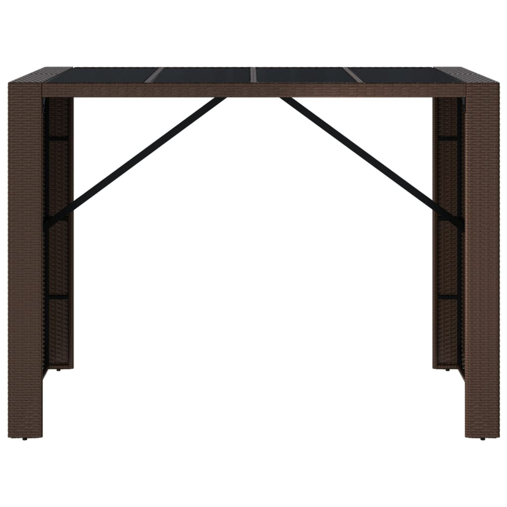 Bartafel met glazen blad 145x80x110 cm poly rattan bruin MeubelReus